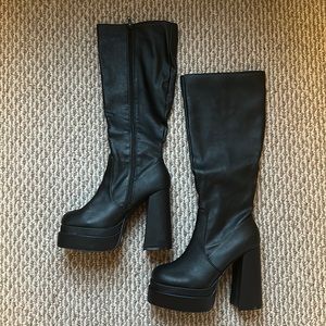 Black platform boots